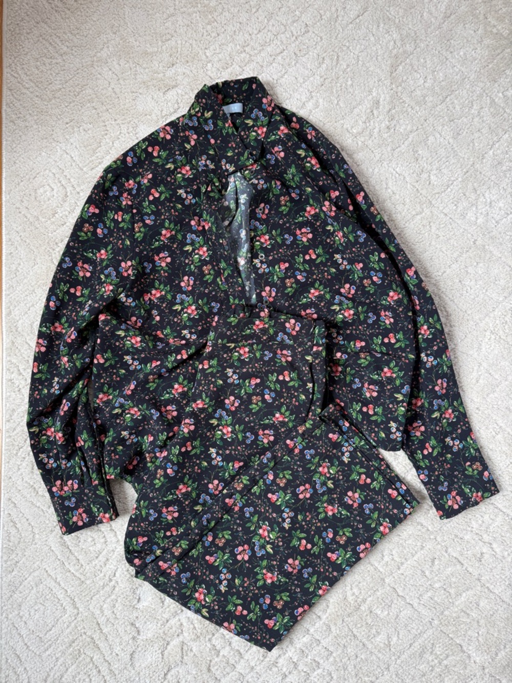 Hill House Home Matching Floral Print Pant Set, Navy, Medium - Picture 2 of 9